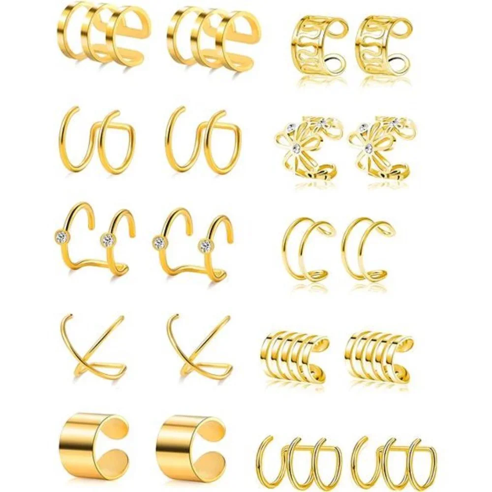 10 Pairs Stainless Steel Ear Cuff Helix Cartilage Clip On Wrap Earrings